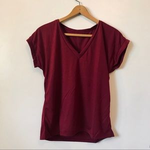 Red Wine V-Neck Top